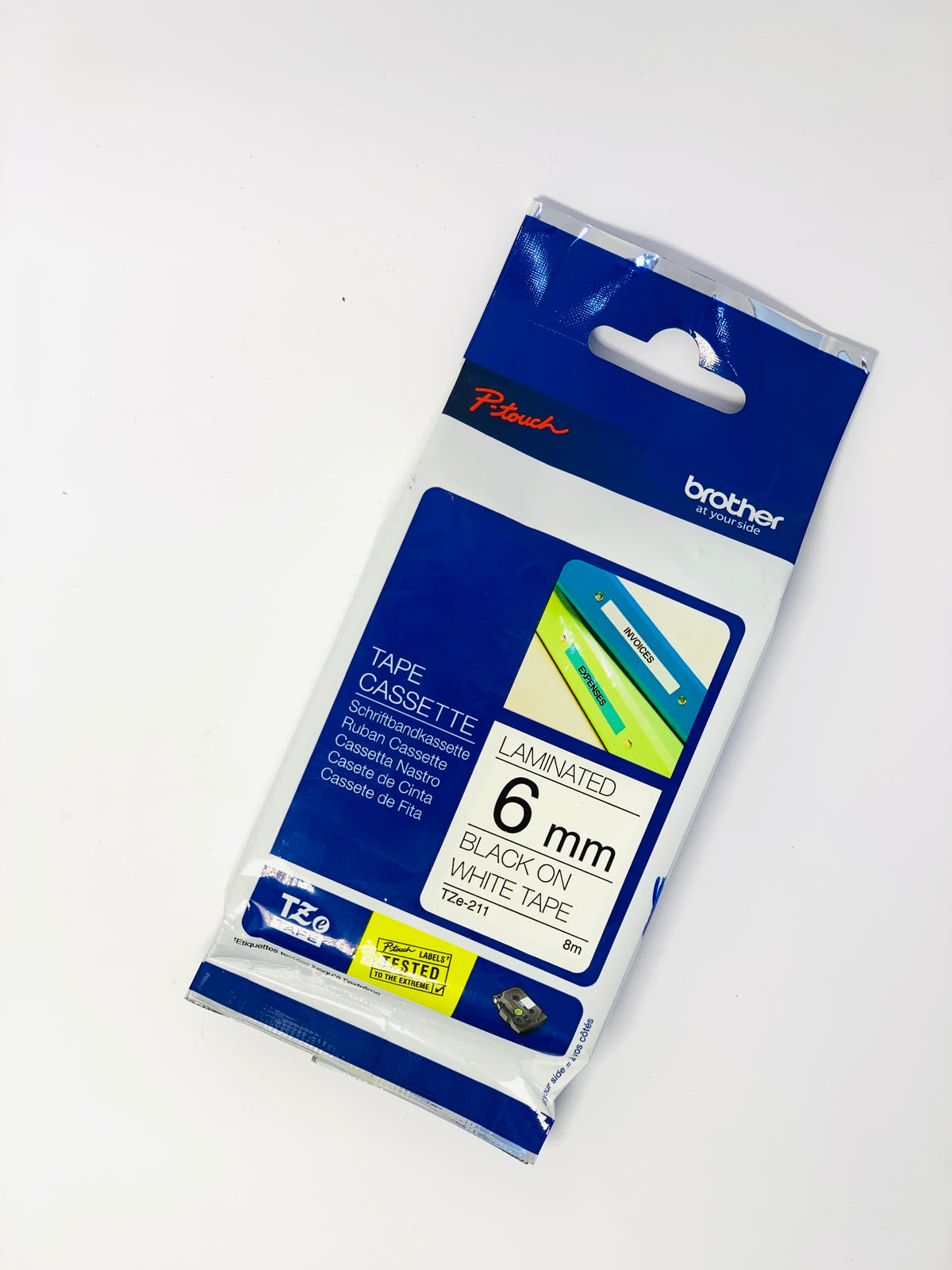 Brother TZ-211 P-Touch® Label Tape, 6mm, (1/4"), Black On White