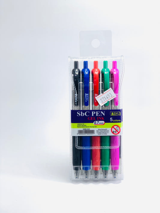 SBC PEN GEL INK 0.7 MM 5 COLORS