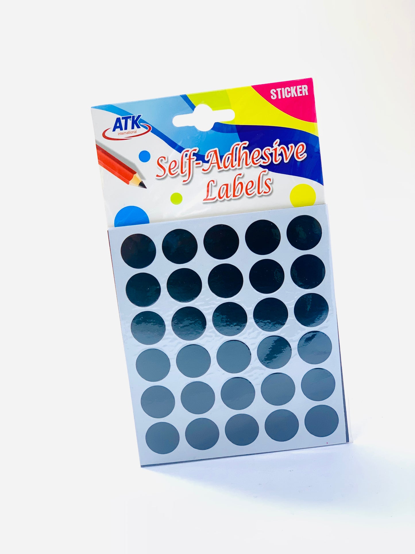 ATK SELF ADHESIVE LABELS BLACK ROUND