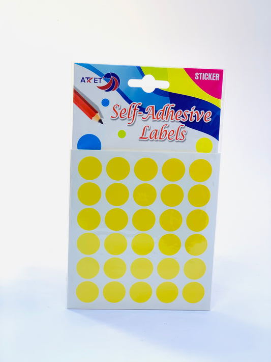 ATKET SELF ADHESIVE LABELS ROUND YELLOW
