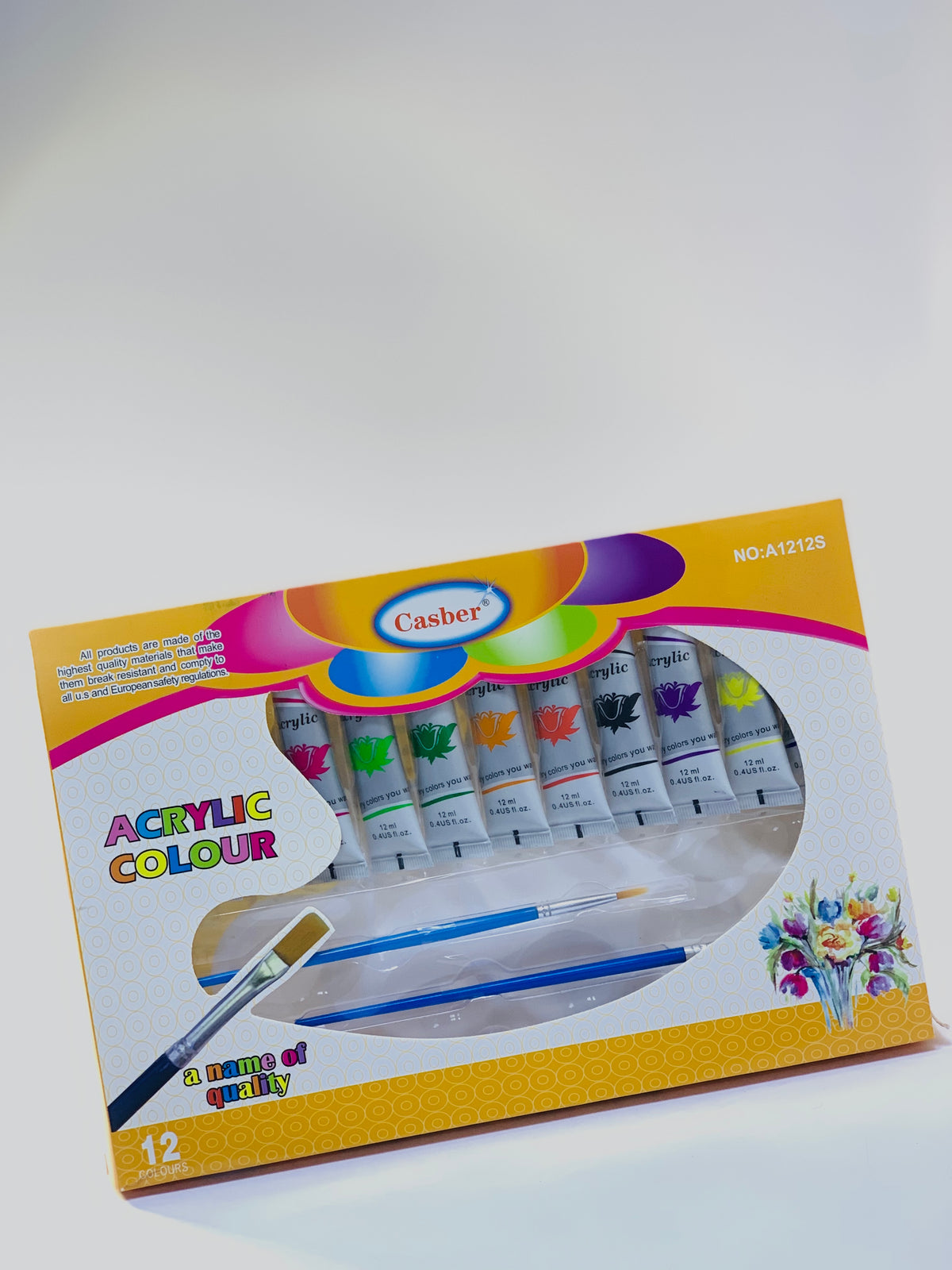 CASBER ACRYLIC COLOUR PACK IN 12 COLORS AND 2 BRUSH