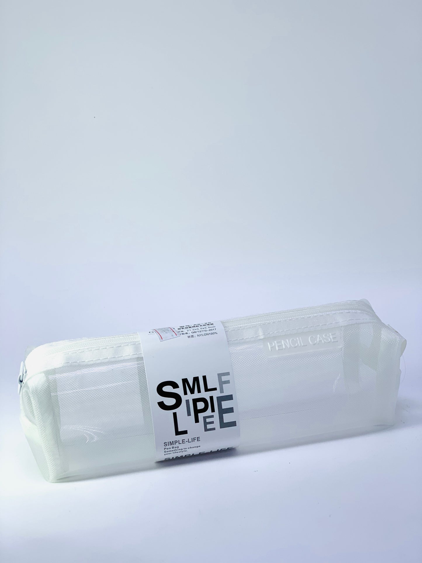 SIMPLE LIFE TRANSPARENT  WHITE PENCIL CASE