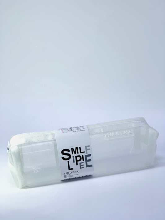 SIMPLE LIFE TRANSPARENT  WHITE PENCIL CASE