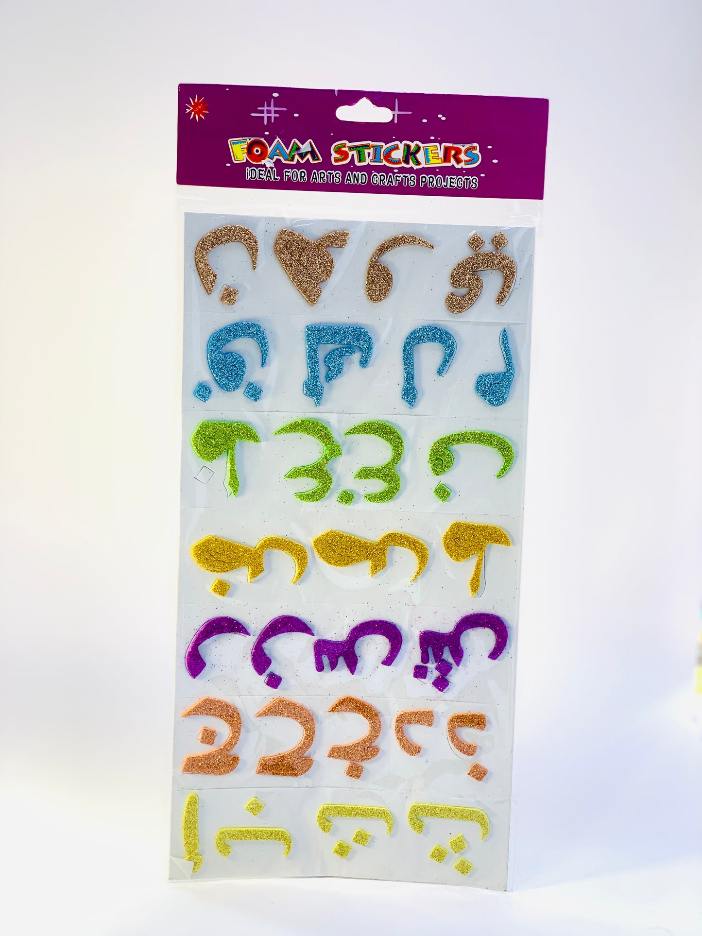 MOULTI  COLOR GLITTER ARABIC LETTER
