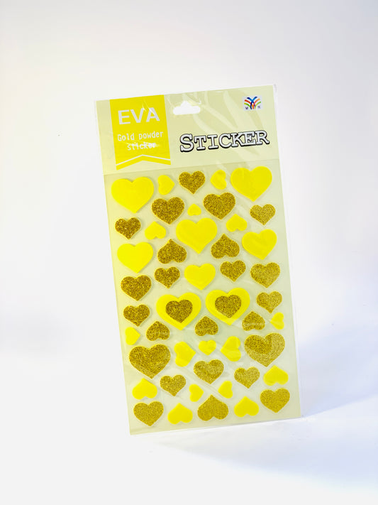 YELLOW HEART GLITTER STICKER