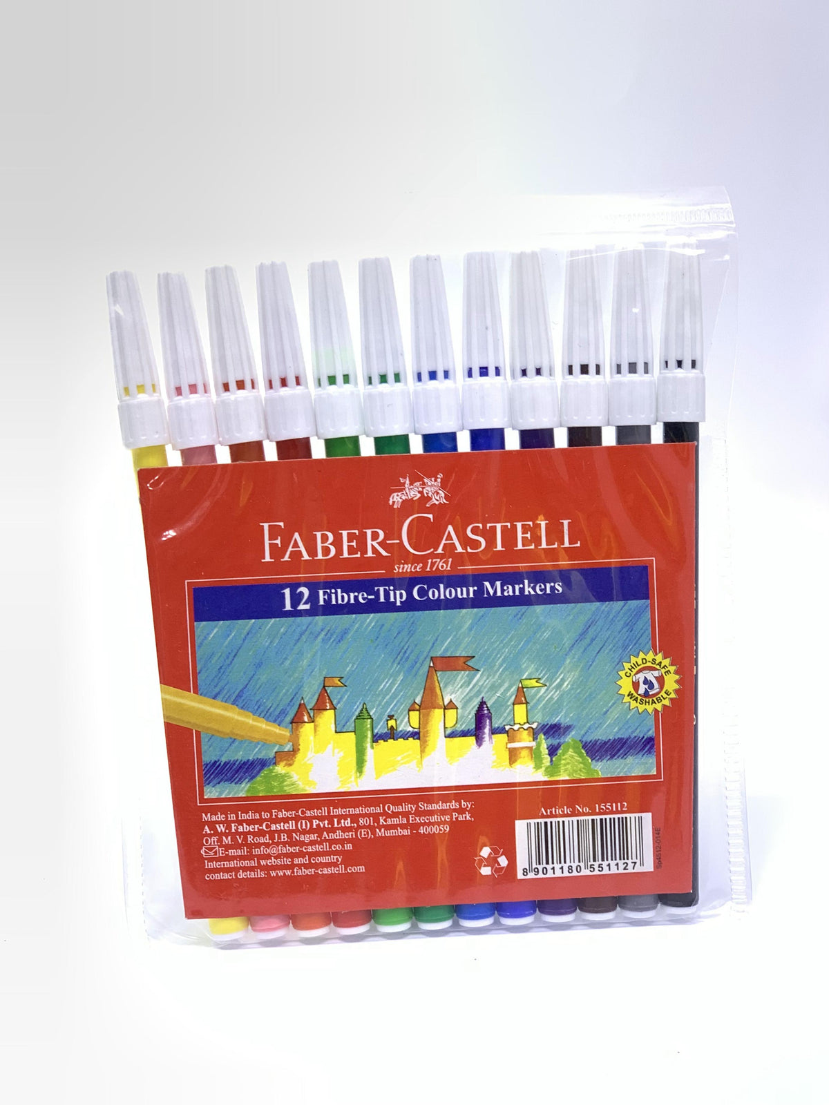 FABER CASTEL 12 FIBRE TIP COLOUR MARKERS 1X12