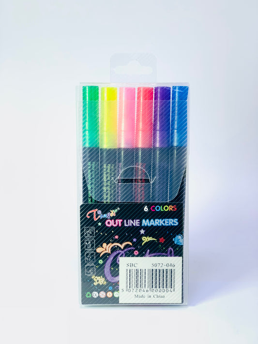 COLORS OUT LINE MARKERS 1X6