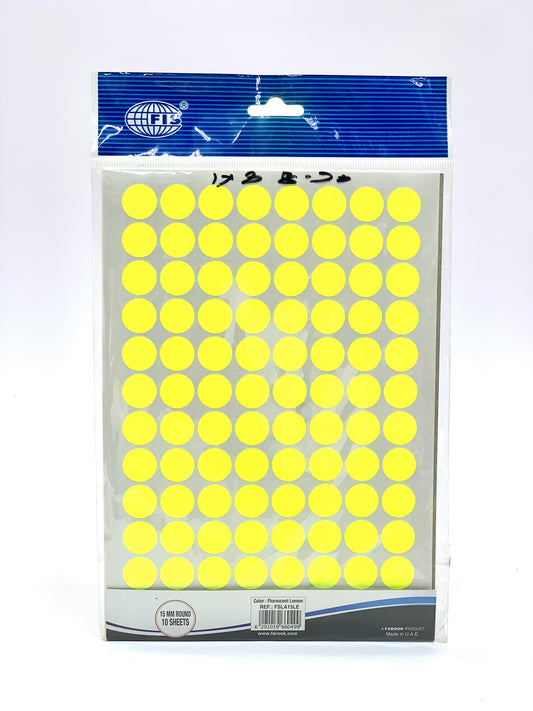 FIS 15MM ROUND EASY PEAL LASER LABEL 1X10 SHEETS