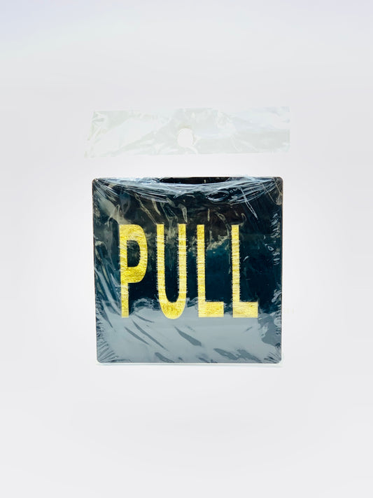 BLACK GLASS PULL SIGN STICKER