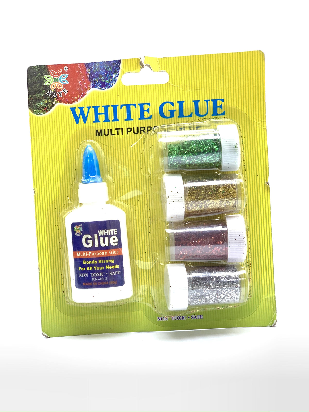 WHITE GLUE WITH 4  GLITTER
