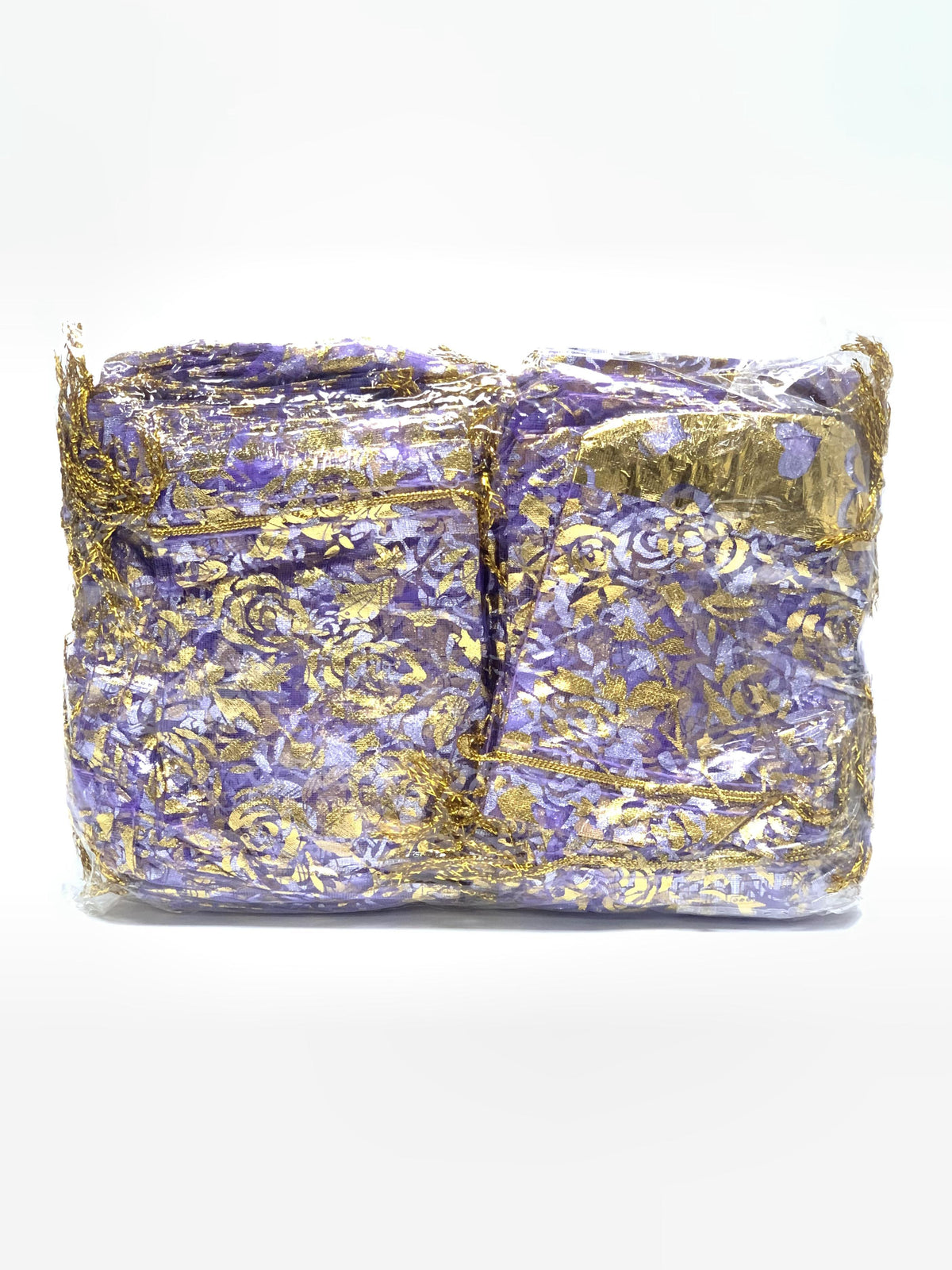 Transparent Organza Gift Bag purple and gold 1x24