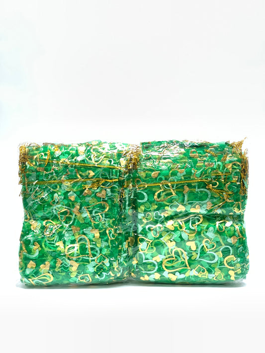 Transparent Organza Gift Bag green color 1x24 (10x8cm)