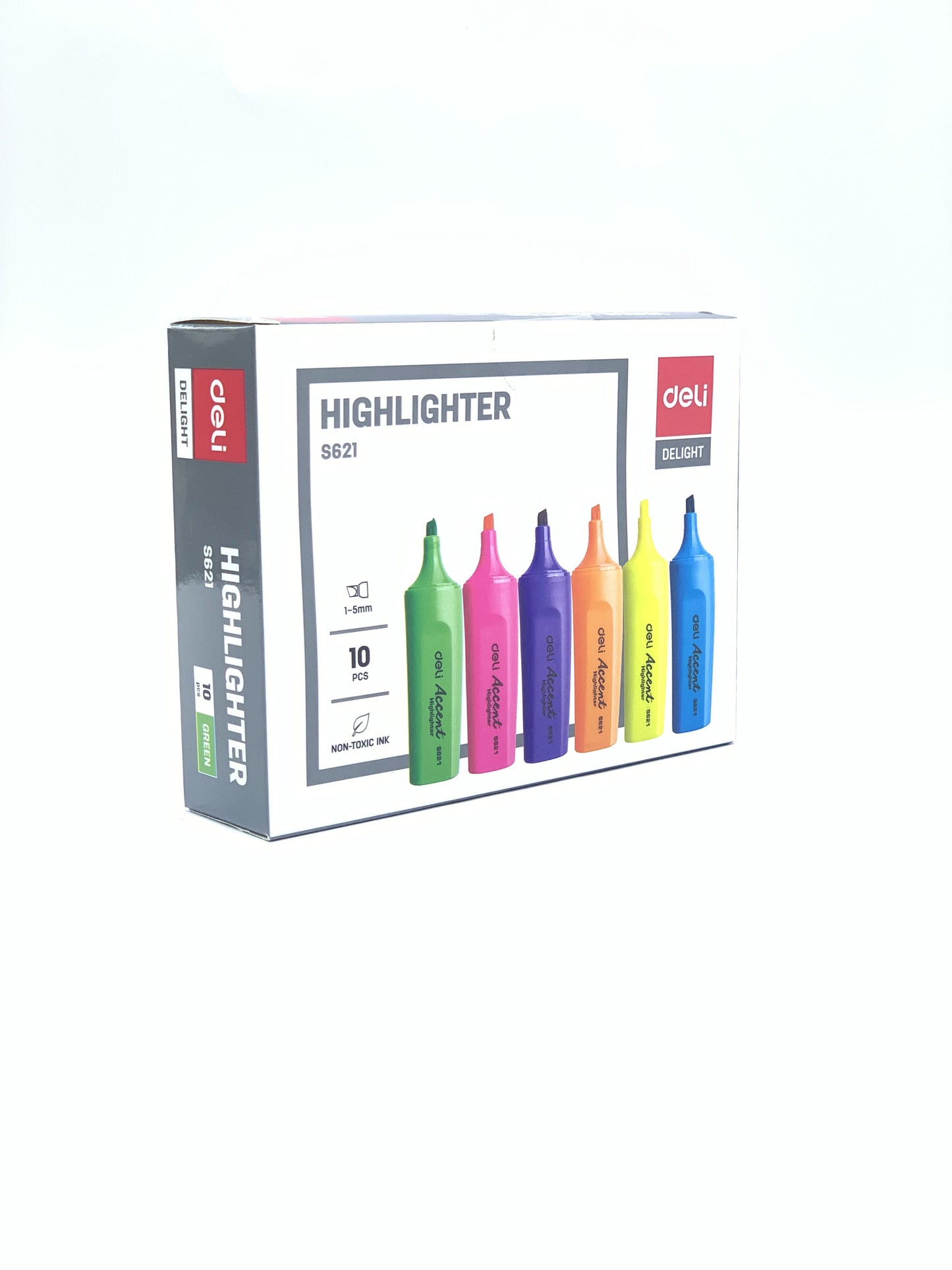 Deli Delight 1-5mm Chisel Tip Highlighter Pen, Green  box 10 pcs