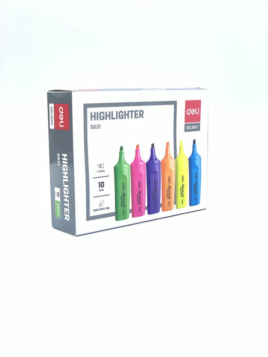Deli Delight 1-5mm Chisel Tip Highlighter Pen, Green  box 10 pcs