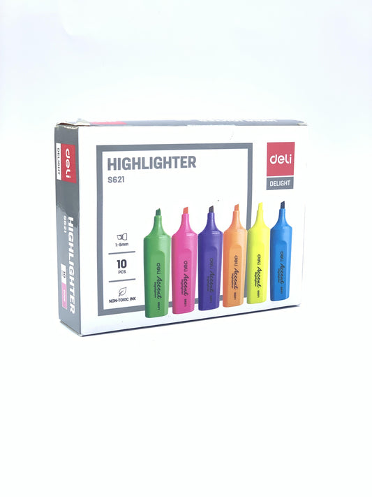 Deli Delight 1-5mm Chisel Tip Highlighter Pen, Pink 10 pcs box