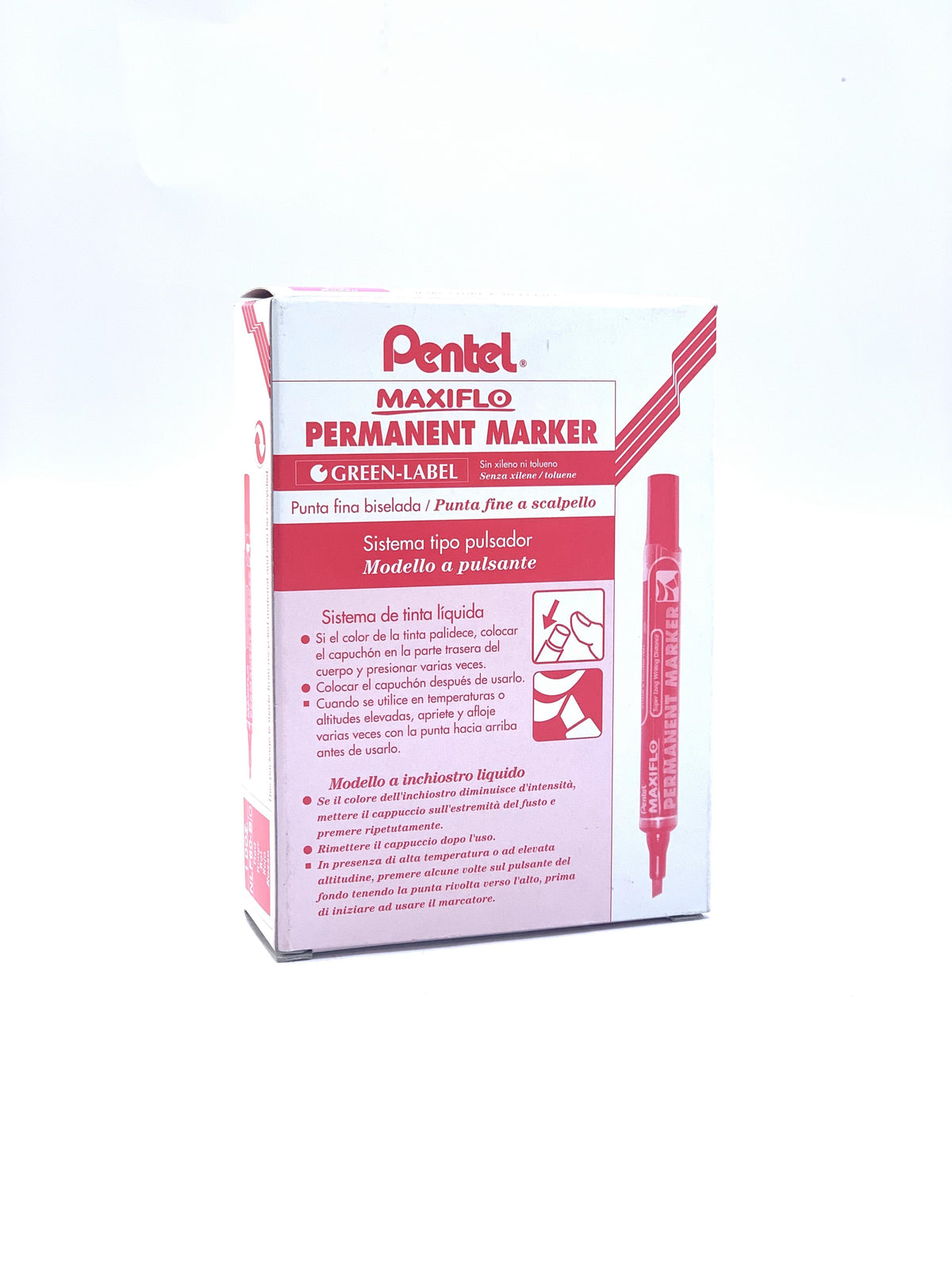 Pentel Maxiflo Permanent Bullet Marker, Pack of 12 - Red