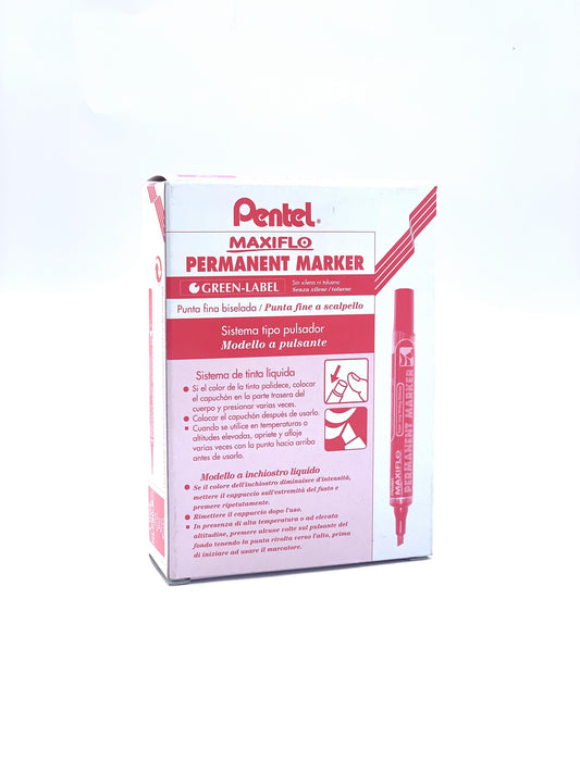 Pentel Maxiflo Permanent Bullet Marker, Pack of 12 - Red
