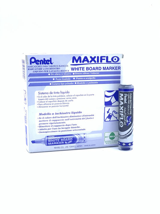 Pentel Maxiflo Whiteboard Marker Chisel Blue pack 1X12 CHIESEL TIP