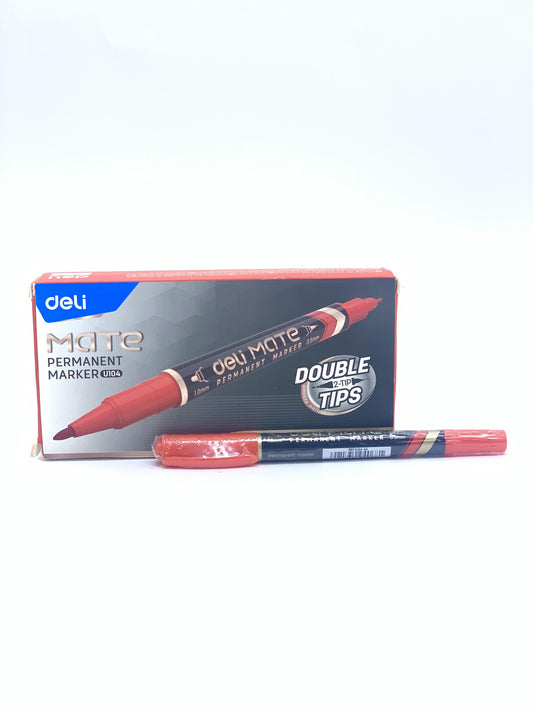 DELI TWIN PERMANENT MARKER RED 1X12