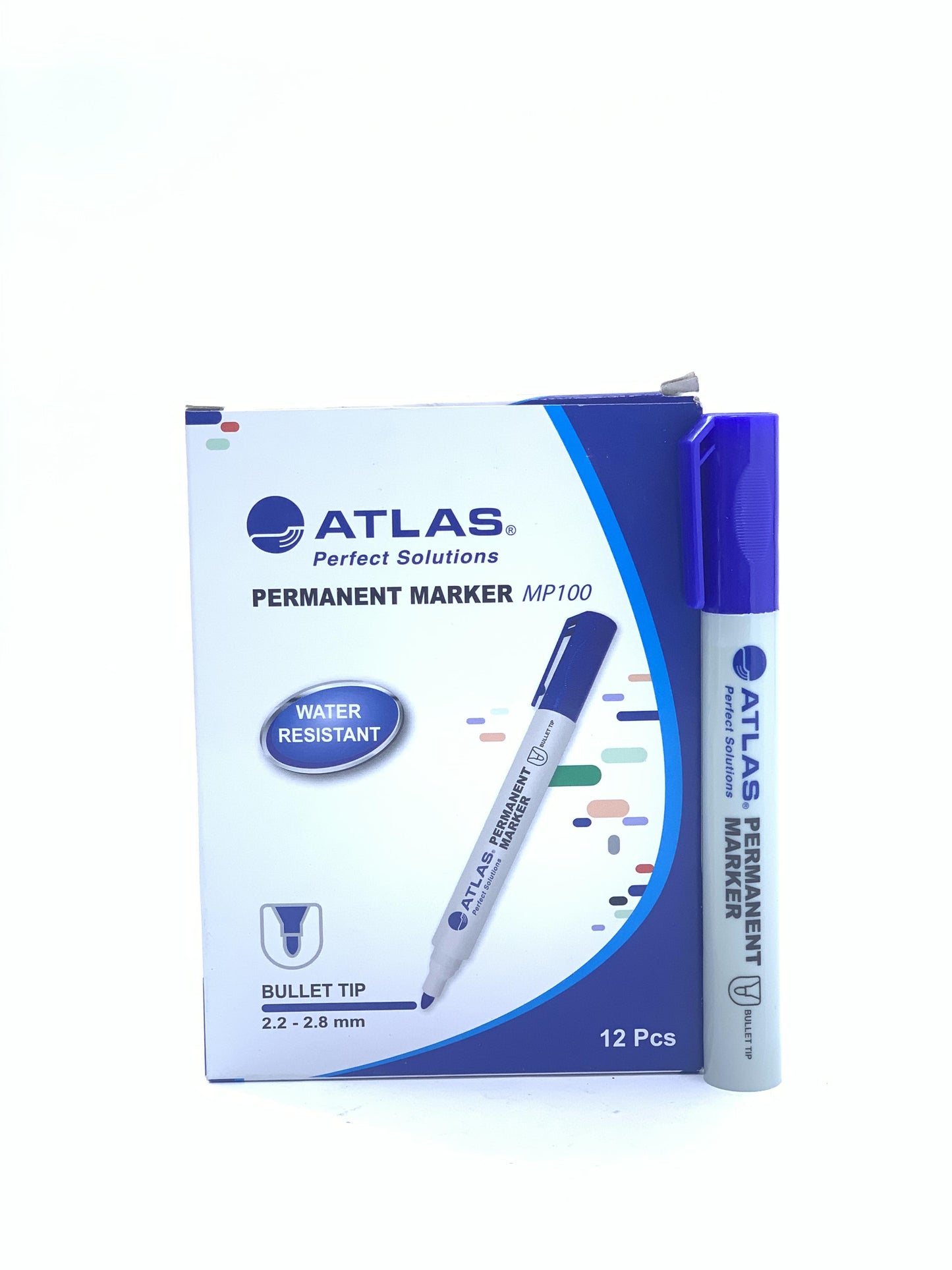 ATLAS PERMANENT MARKER BULLET TIP 1X12 BLUE