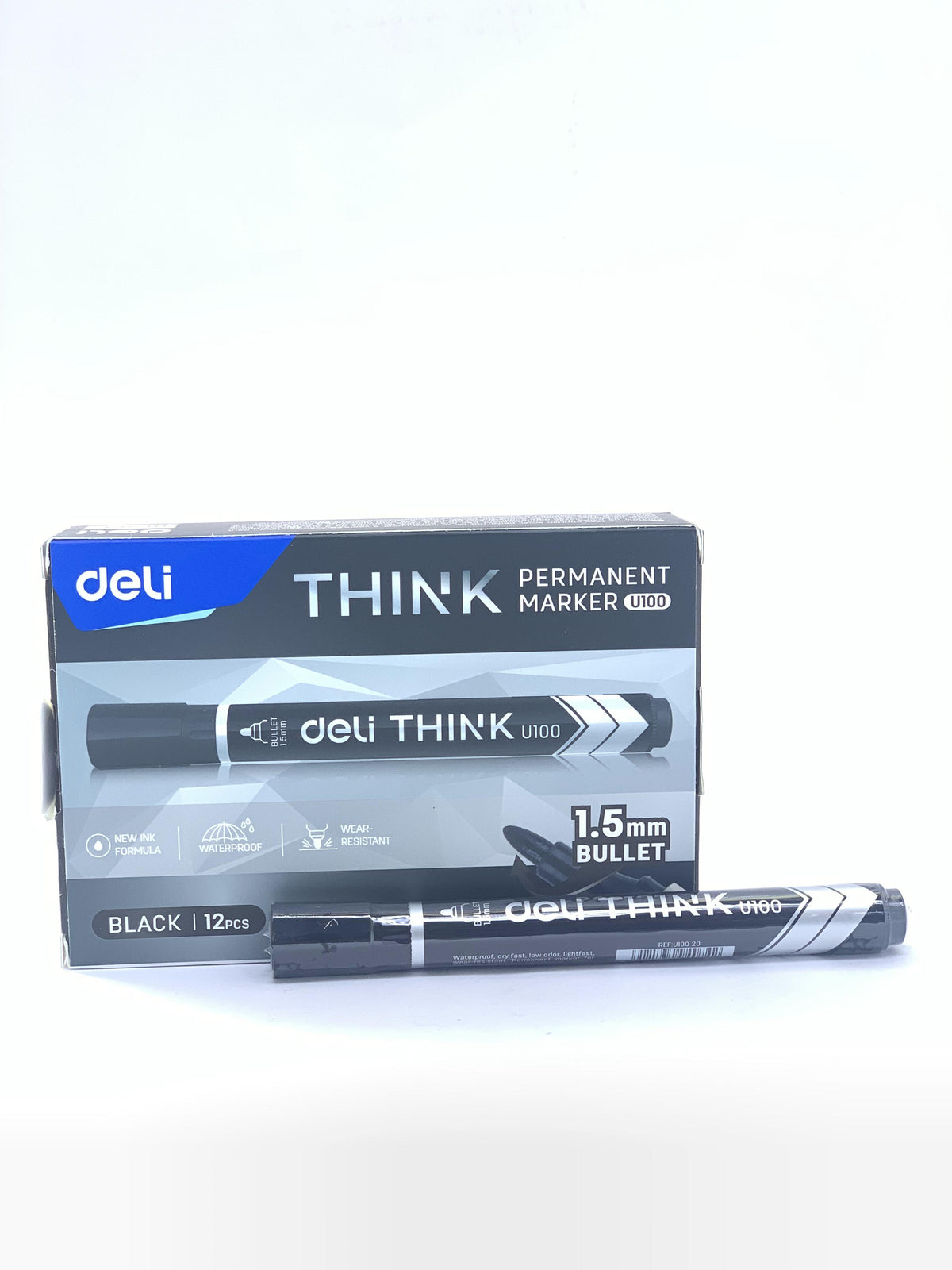 DELI THINK PERMANENT MARKER BULLET TIP 1X12 (BLACK )