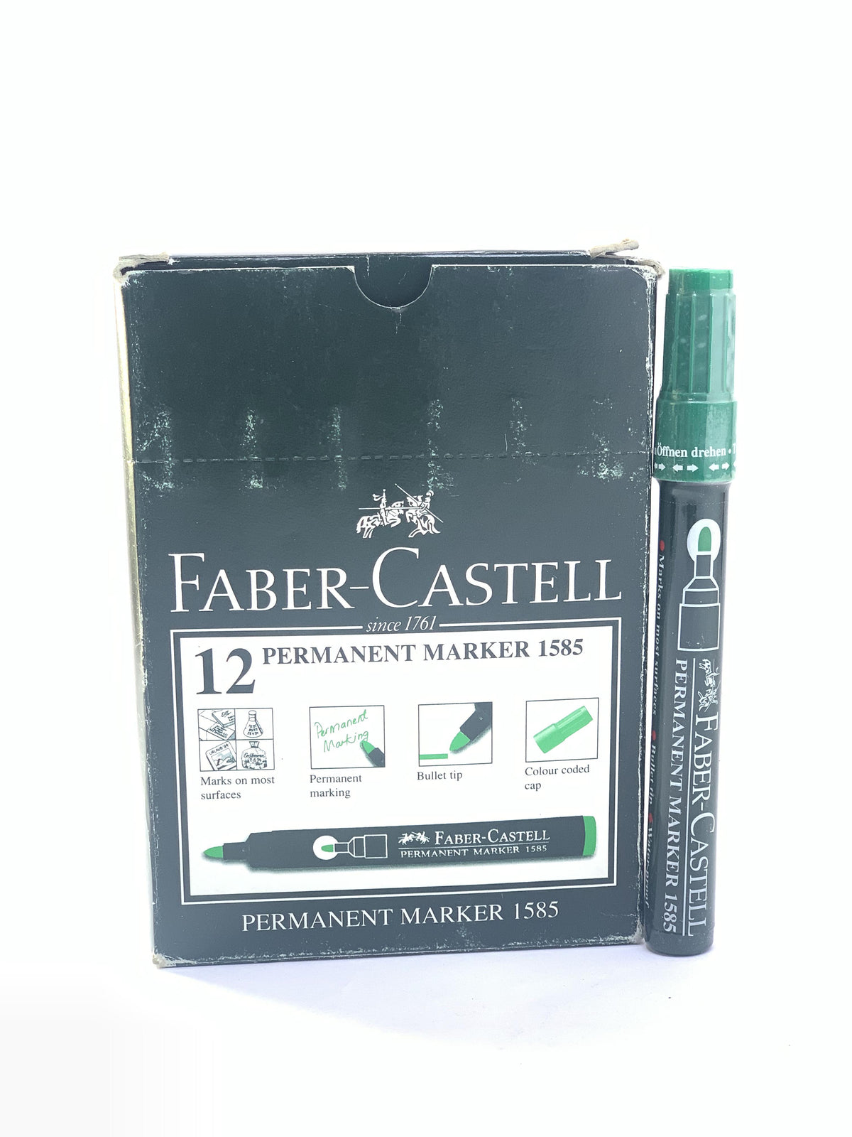 FABER CASTEL PERMANENT MARKER 1X12 GREEN BULLET TIP