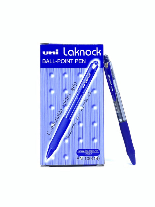 uni laknock ball point pen 1x12 blue 1.4 mm