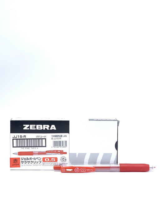 Zebra Sarasa Clip 0.5 Retractable Gel Ink Pen, Rubber Grip, 0.5mm, Red Ink,
