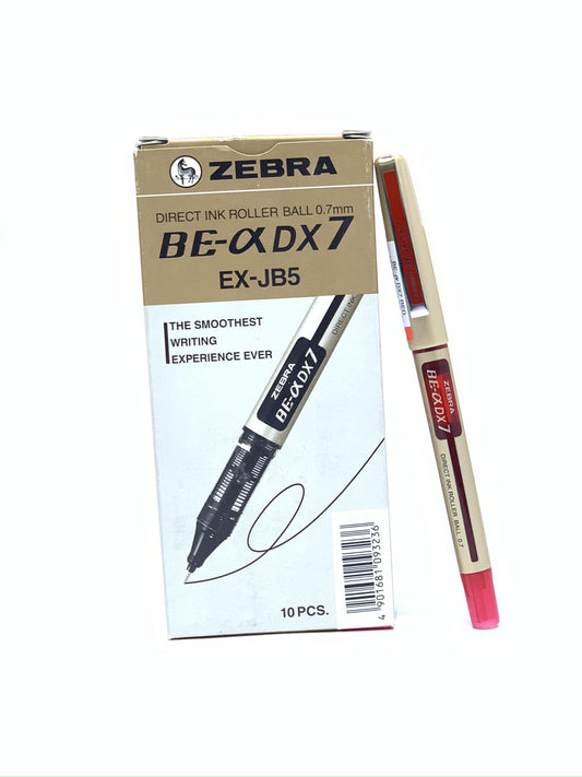 ZEBRA BE-DX 7 0.7MM RED INK ROLLER BALL PEN PACK OF 10