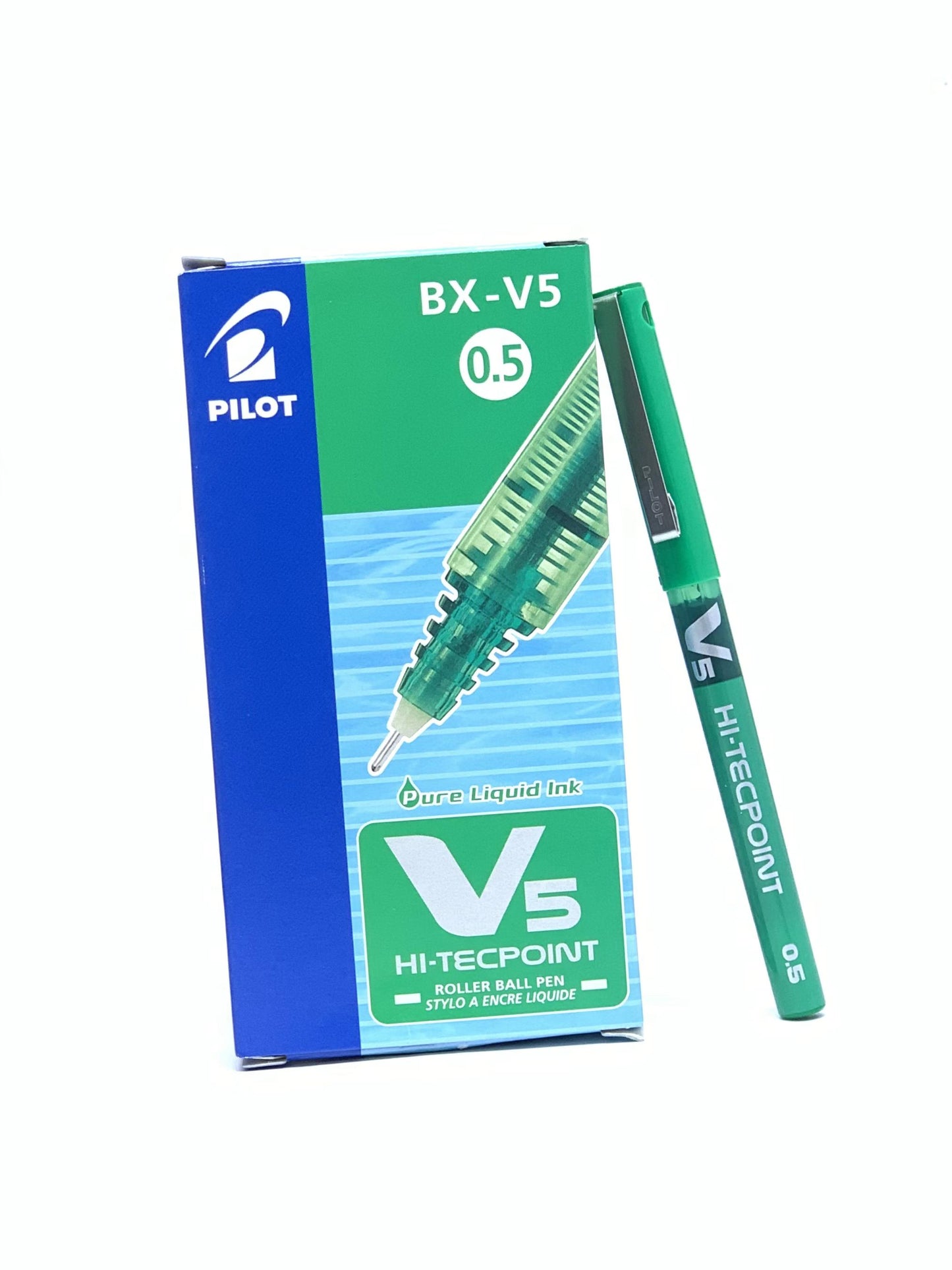 PILOT BX -V5 0.5 MM GREEN PACK OF 12   ROLLER BALL PEN