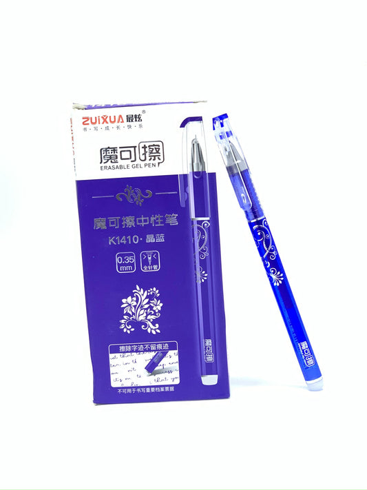 قلم zuixua قلم فريكسيون قابل للمسح باللون الأزرق، عبوة من 12 قلم