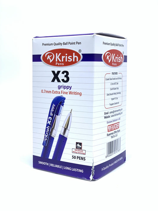 KRISH X3 GRIPHY PEN 0.7MM BLUE 1X50