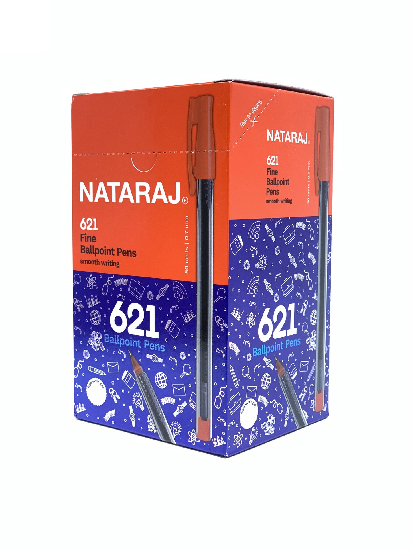 NATRAJ 621 FINE BALL POINT PENS 1X50 RED