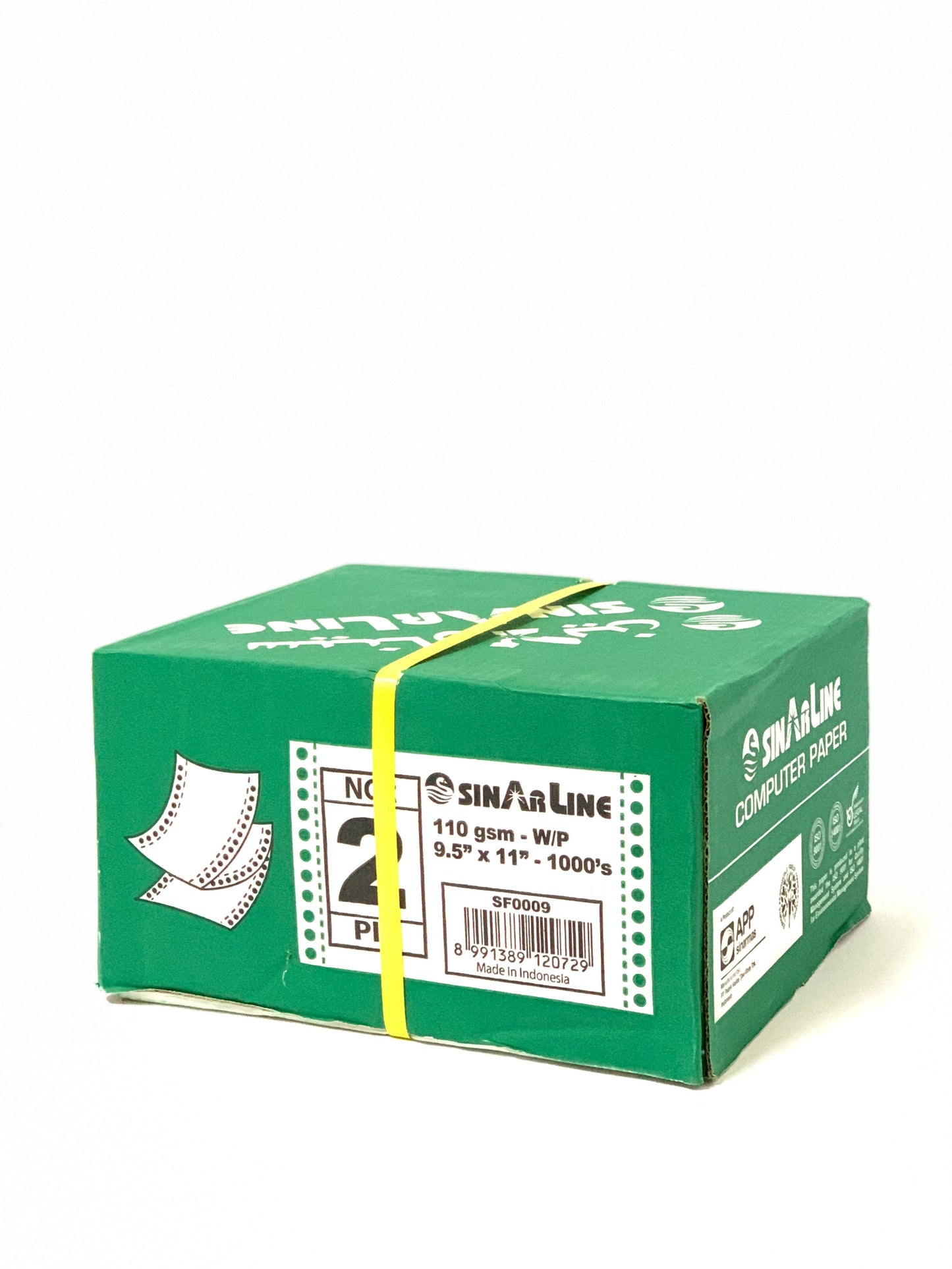 2 PLY Size: 9.5" x 11" (A4) 60gsm Useful for printing day to day invoices Sinarline Computer Paper A4, 2 Ply, Plain W+P, NCR, Box of 1000 Sets