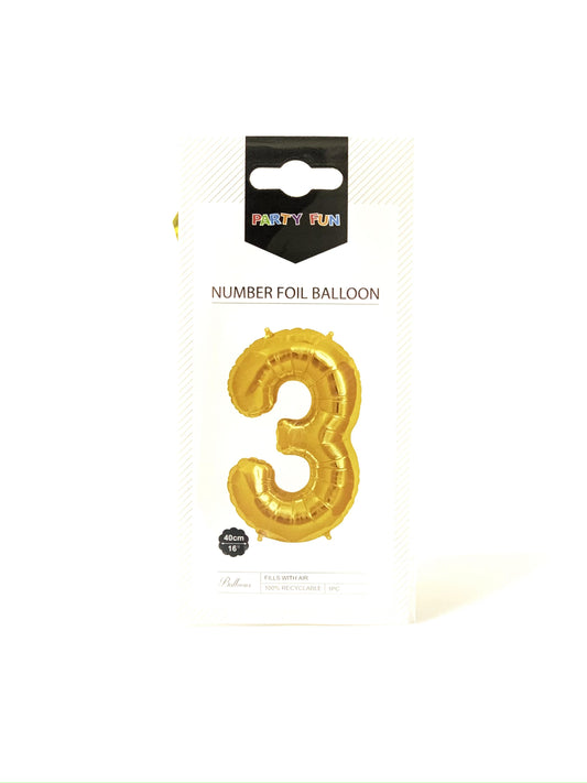 NUMBER FOIL BALLOON  40CM''16 -NO-3