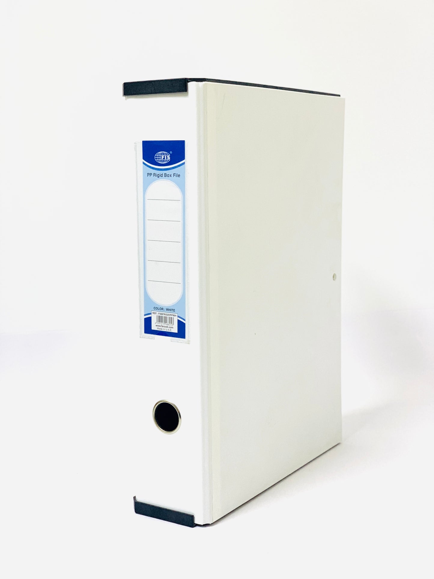 FIS Colored PP Rigid Box File WHITE  Color with Black Plastic Sides, 210 x 330 mm - FSBFRIGIDPPGR