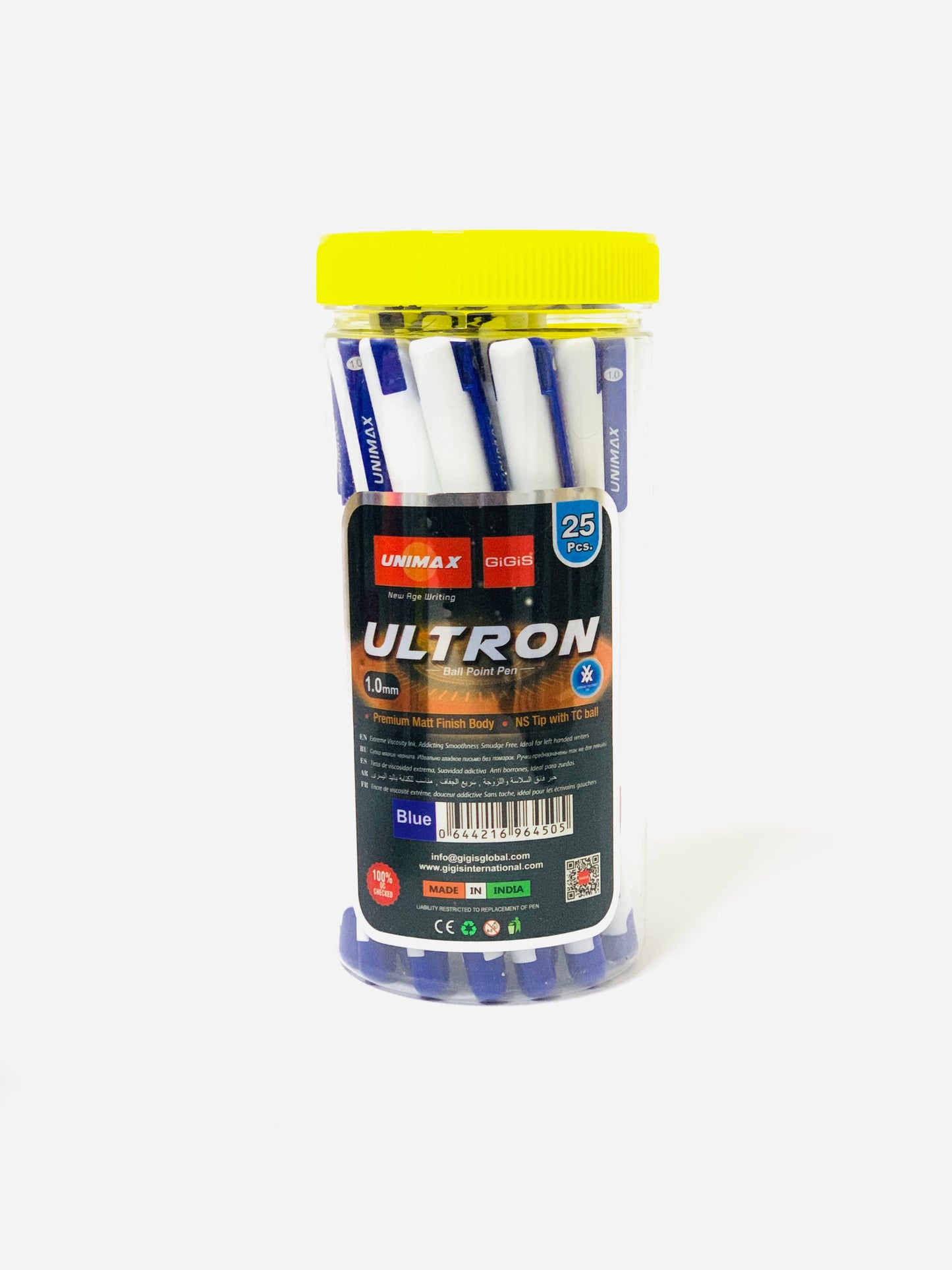 يونيماكس جيجيس - قلم أولترون بول بوينت أزرق 1.0 25 قطعة