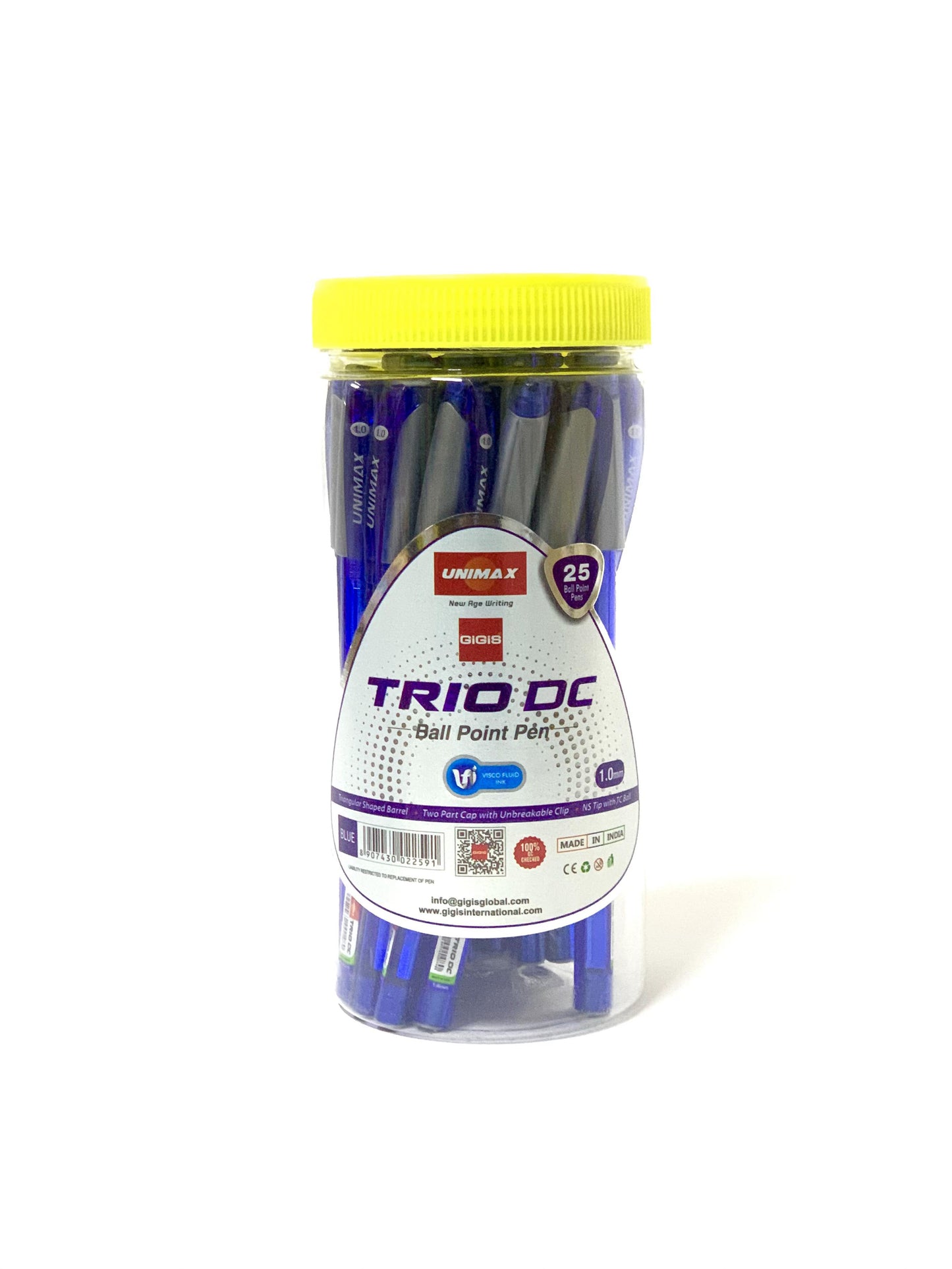 UNIMAX GIGIS - TRIO DC قلم حبر جاف أزرق 1.0 ملم 25 قطعة