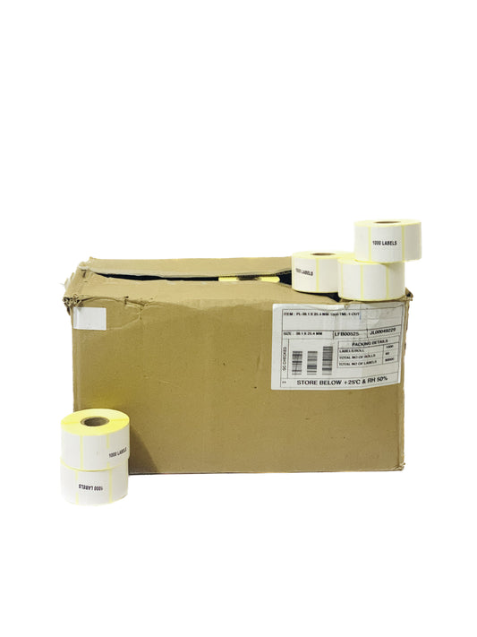 BARCODE LABEL THERMAL PL38.1X25.4MM 1000 PER ROLL 1000 LABELS .(1X60 ROLL IN BOX )