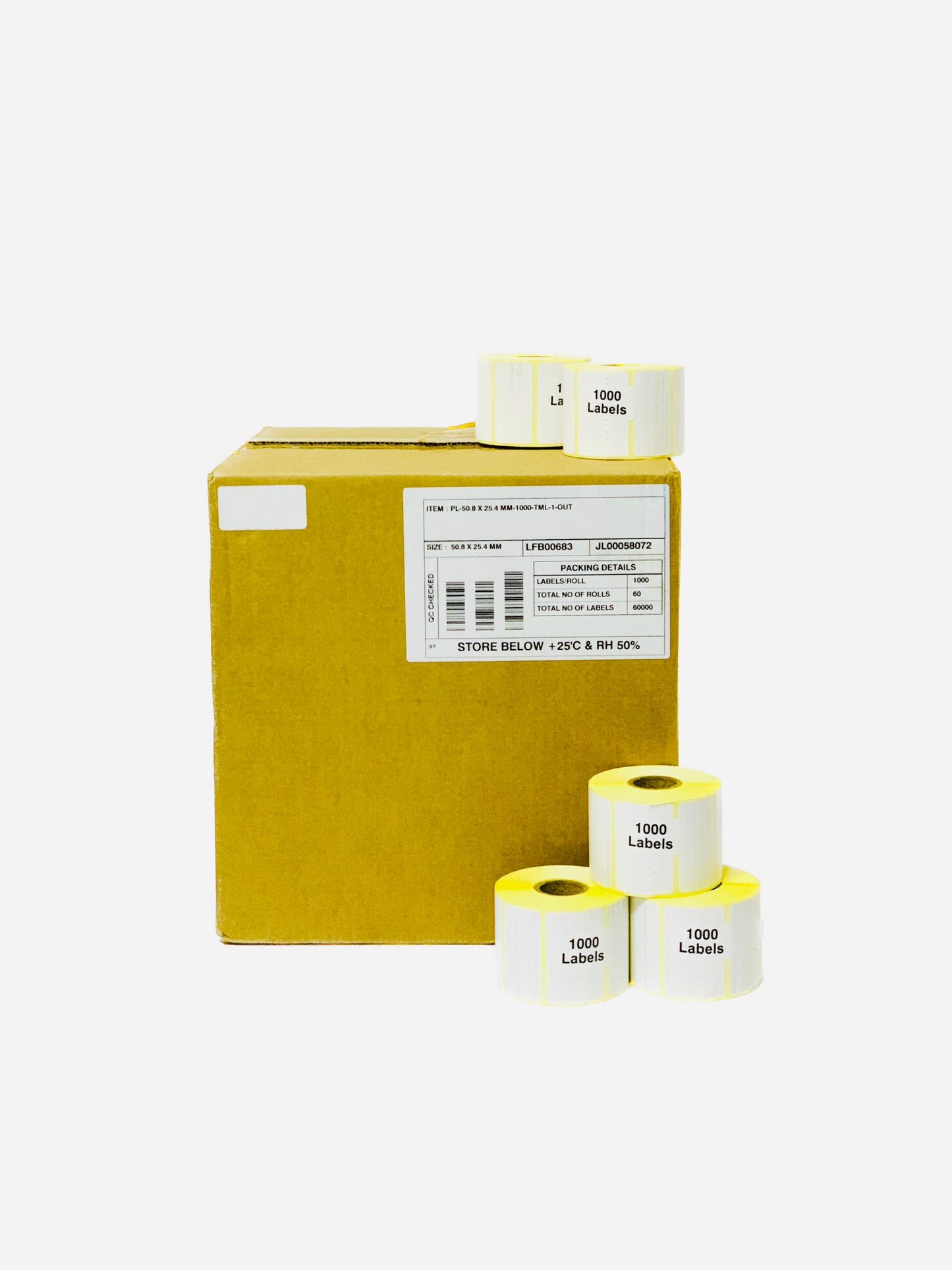 BARCODE LABEL 50.8 X 25.4 TML 1000 LABELS PER ROLL(1X60 ROLLS IN BOX )