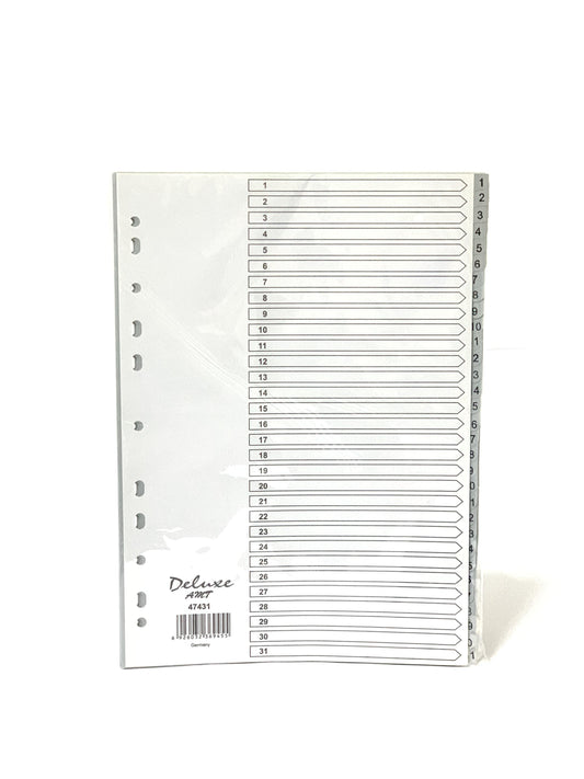 مقسم 1-31 برقم رمادي اللون Pvc A4