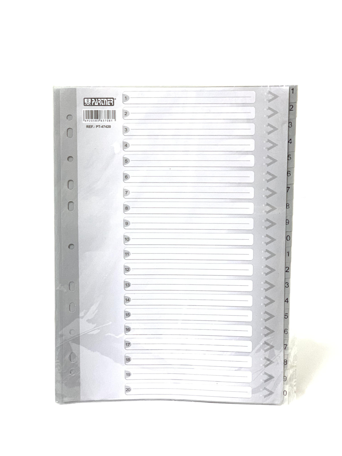 مقسم 1-20 لون رمادي Pvc A4