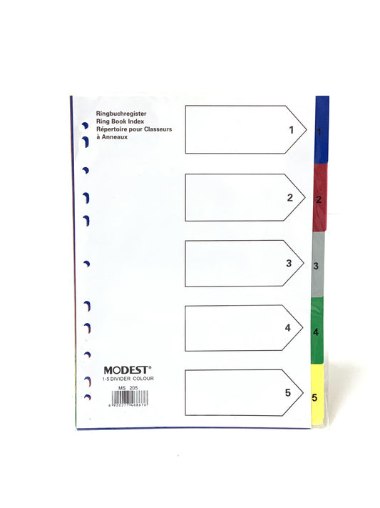 فواصل متواضعة 5 ألوان Pvc A4 مع رقم