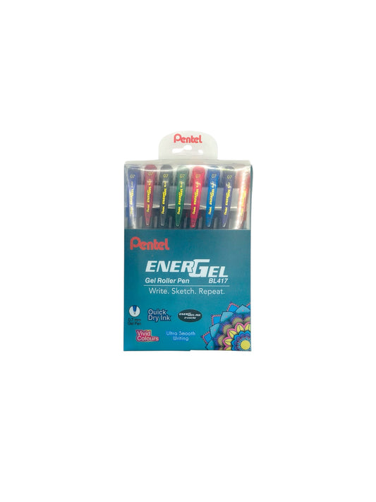 PENTEL ENERGEL BL 417 GEL ROLLER PEN 0.7 8 COLOR PEN SET