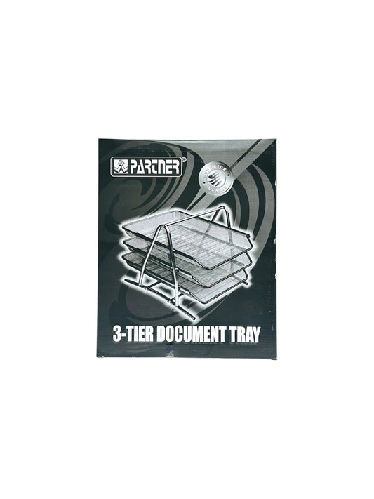 PARTNER METAL 3 TIER DOCUMENT TRAY BLACK