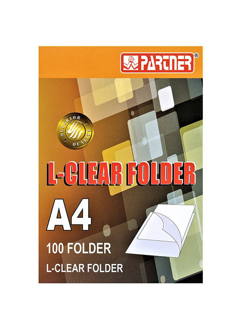 Partner A4 L-Shape Folder Box Clear PT 100 pcs box 140 Micron