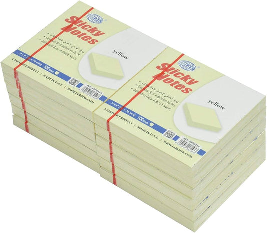 FIS Sticky Note, Colour Yellow, Size 3 x 3 Inch, 100 Sheets, Quantity per Pack 12 -