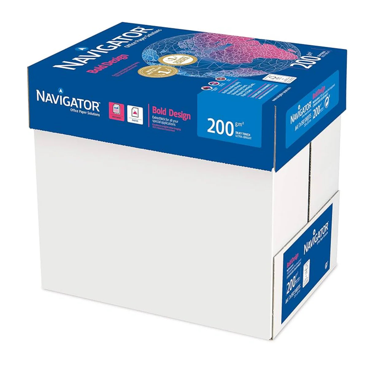 Navigator A4 Paper 200 gsm Silky Touch Ultra-Bright White Pack 1x8