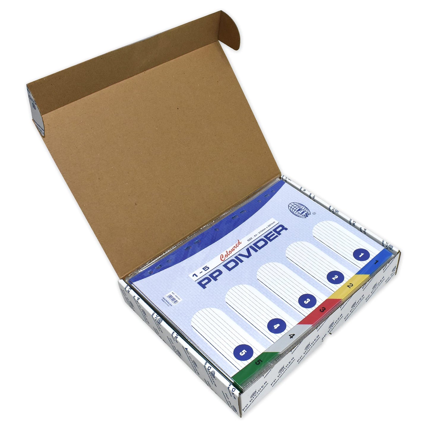 A4 (1-5) Color PP Index Divider Pack of 50 Pieces