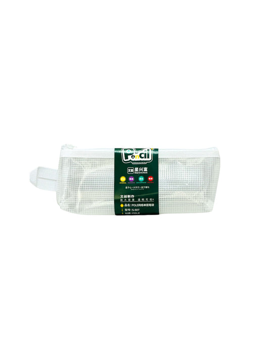 WHITE NET PENCIL CASE